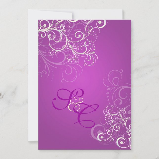 Magenta + pearl swirls  Wedding Invitations (Front)
