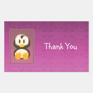 Magenta Penguin Thank You Sticker