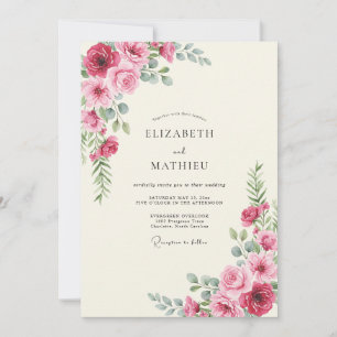 Magenta Peony Wedding Invitation