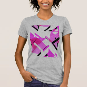 Magenta Pink Black Shapes Abstract MCM-inspired T-Shirt