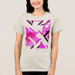 Magenta Pink Black Shapes Abstract MCM-inspired Tri-Blend Shirt