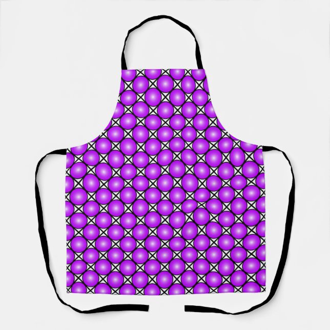 Magenta Pink Dots Black White Lattice Pattern Apron (Front)