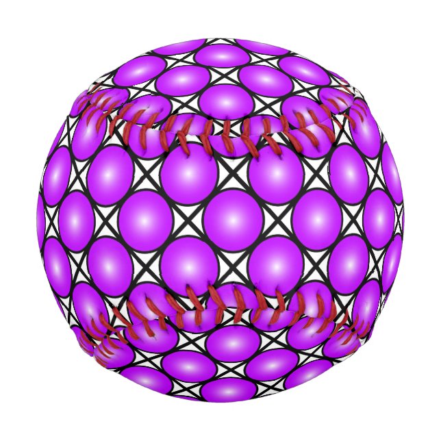 Magenta Pink Dots Black White Lattice Pattern Baseball (Front)