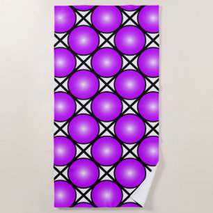 Magenta Pink Dots Black White Lattice Pattern Beach Towel