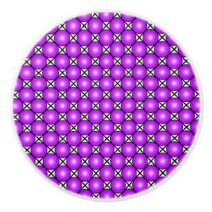 Magenta Pink Dots Black White Lattice Pattern Ceramic Knob