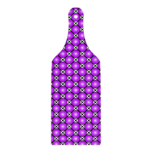 Magenta Pink Dots Black White Lattice Pattern Cutting Board (Front)