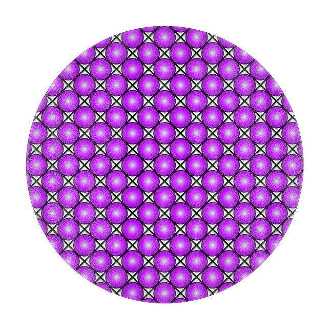 Magenta Pink Dots Black White Lattice Pattern Cutting Board (Front)