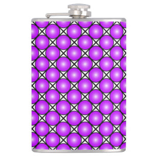 Magenta Pink Dots Black White Lattice Pattern Hip Flask