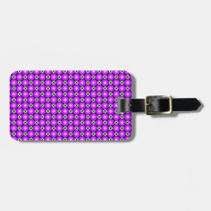 Magenta Pink Dots Black White Lattice Pattern Luggage Tag