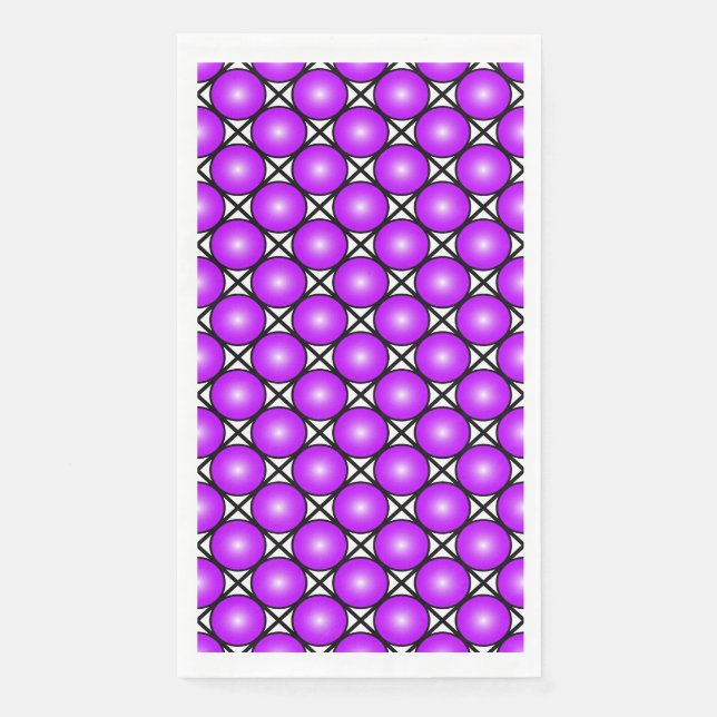 Magenta Pink Dots Black White Lattice Pattern Napkin (Front)