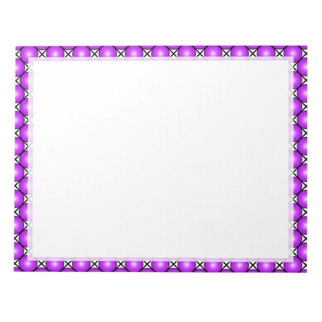 Magenta Pink Dots Black White Lattice Pattern Notepad (Front)