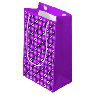 Magenta Pink Dots Black White Lattice Pattern Small Gift Bag