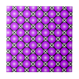 Magenta Pink Dots Black White Lattice Pattern Tile