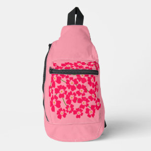 Magenta Pink Fantasy Flower Aesthetic Sling Bag