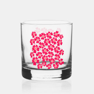 Magenta Pink Fantasy Flower Garden Whiskey Glass