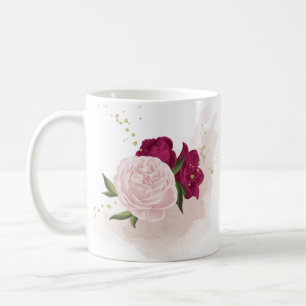 magenta pink floral greenery coffee mug
