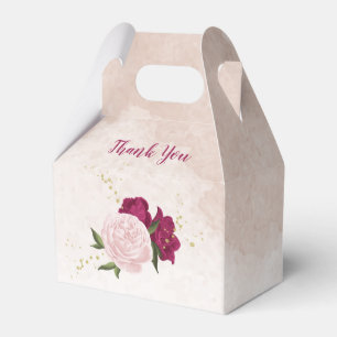 magenta pink floral greenery wedding favour box