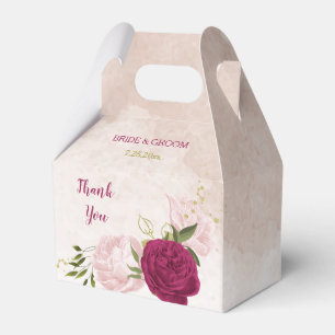 magenta pink floral greenery wedding favour box