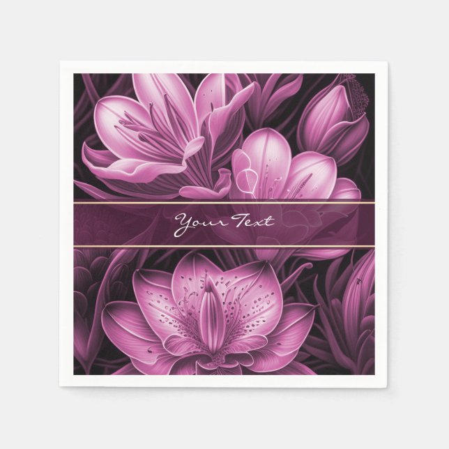Magenta Pink Floral Napkins (Front)