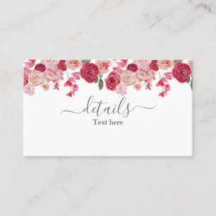 Magenta Pink Floral Wedding details card