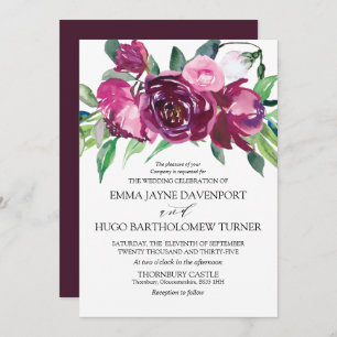 Magenta & pink floral Wedding Invitation