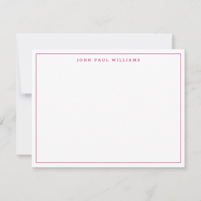 Magenta Pink Girly Modern Professional Thin Border Card (Front)