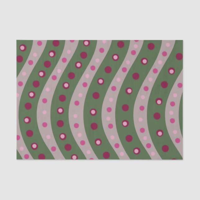Magenta Pink Green Springtime Polka Dot Patterned  Tissue Paper (Front)