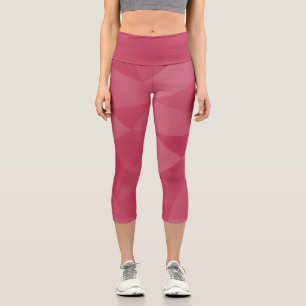 Magenta pink light geometric mesh pattern capri leggings