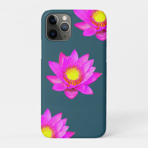 Magenta Pink Lotus Flowers on Blue Case-Mate iPhone Case