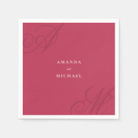 Magenta Pink Modern Edge Elegant Monogram Wedding