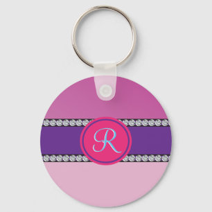 Magenta Pink Monogram Key Ring