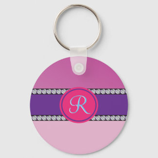 Magenta Pink Monogram Key Ring