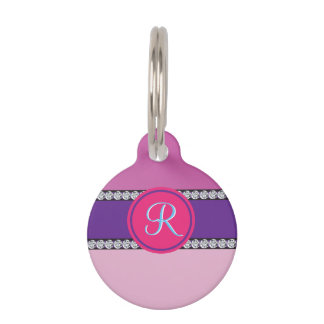 Magenta Pink Monogram Pet Tag