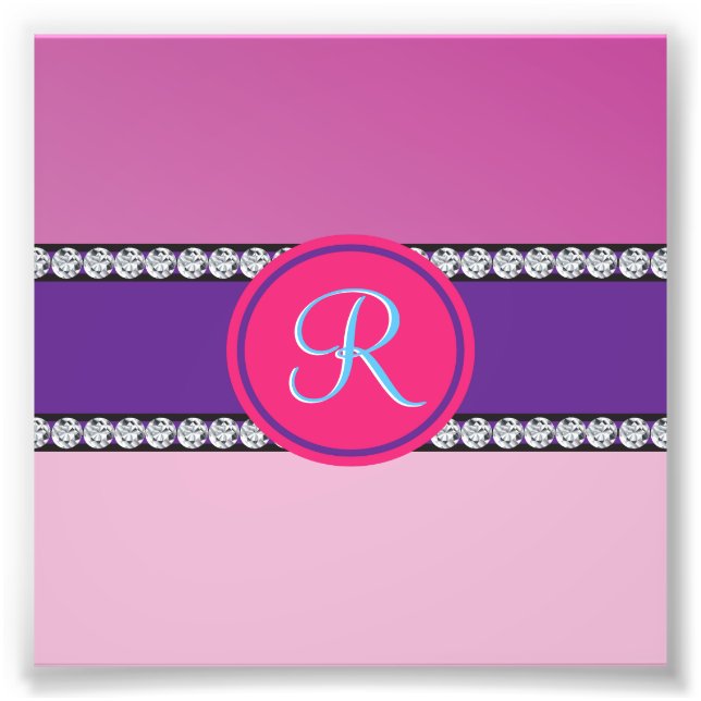 Magenta Pink Monogram Photo Print (Front)