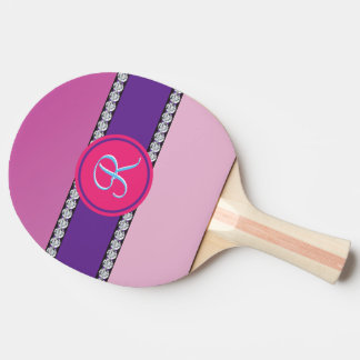Magenta Pink Monogram Ping Pong Paddle