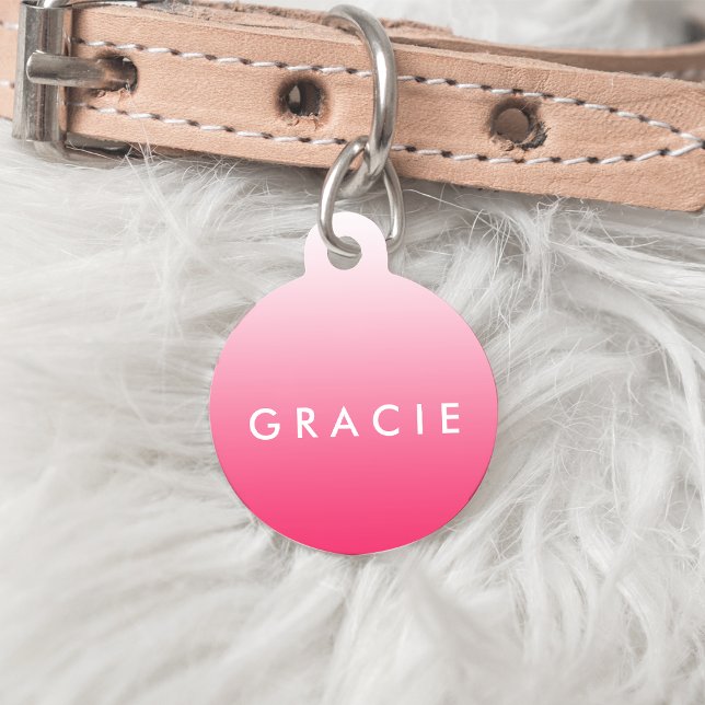 Magenta Pink Ombre Gradient Pet Tag (Creator Uploaded)