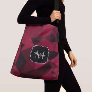 Magenta pink red black geometry pattern Monogram Crossbody Bag