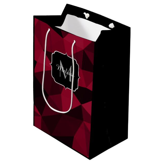 Magenta pink red black geometry pattern Monogram Medium Gift Bag (Front Angled)