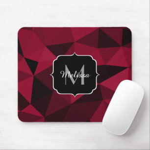 Magenta pink red black geometry pattern Monogram Mouse Pad