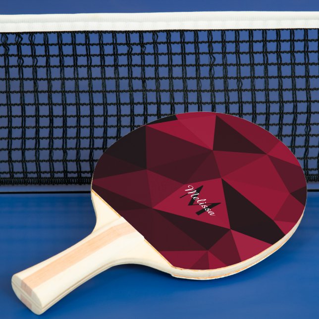 Magenta pink red black geometry pattern Monogram Ping Pong Paddle (Insitu)