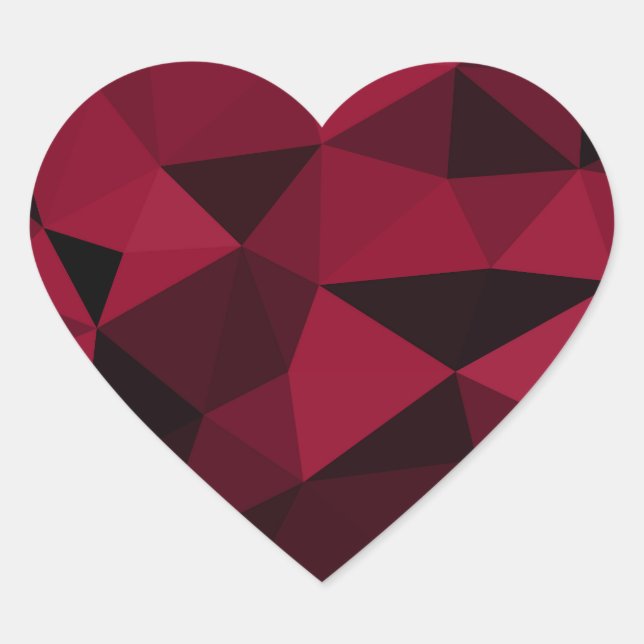 Magenta pink red dark black geometric mesh pattern heart sticker (Front)