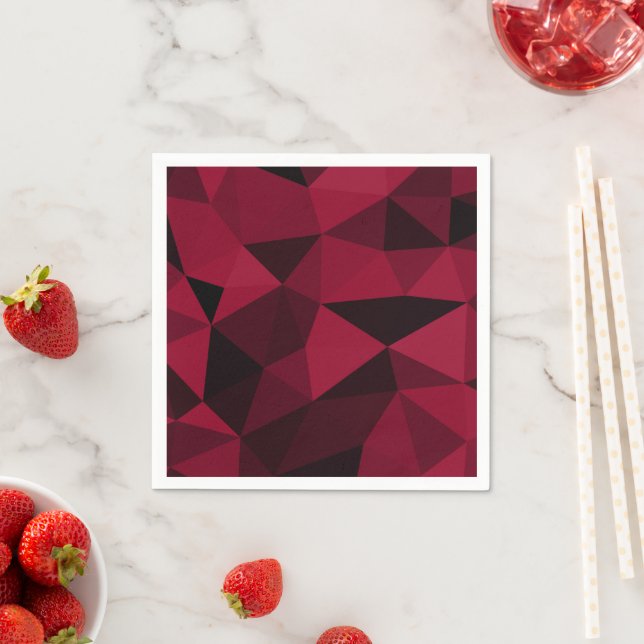 Magenta pink red dark black geometric mesh pattern napkin (Insitu)