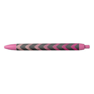 Magenta pink red ombre dark grey chevron pattern black ink pen