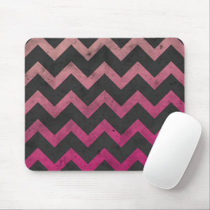 Magenta pink red ombre dark grey chevron pattern mouse pad