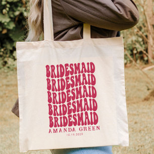 Magenta Pink Retro Boho Personalised Bachelorette Tote Bag
