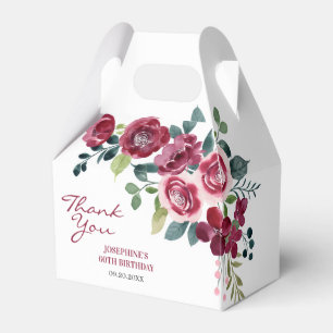 Magenta Pink Rose Floral Greenery Birthday Favour Box