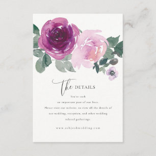 Magenta Pink Rose Flowers Ivory Wedding Details Enclosure Card