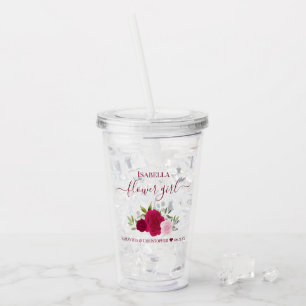 Magenta Pink Roses Elegant Flower Girl Wedding Acrylic Tumbler