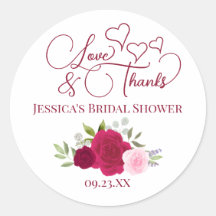 Magenta & Pink Roses Love & Thanks Bridal Shower