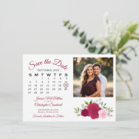 Magenta & Pink Roses Wedding Calendar & Photo